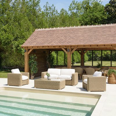 Salon détente 5 places résine tressée taupe MANY PIER IMPORT