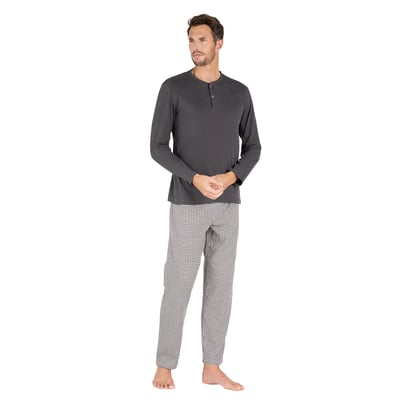 Pijama com parte de cima estilo tunisino, em algodão, e calças em flanela EMINENCE