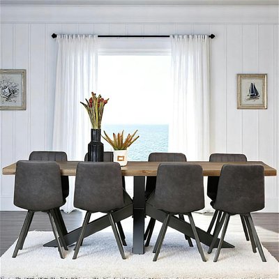 Table à manger 240 en bois pied central style moderne HUDSON PIER IMPORT