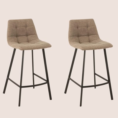 Chaise de bar en tissu et en métal noir (lot de 2) - OLIVIA HELLIN, DEPUIS 1862