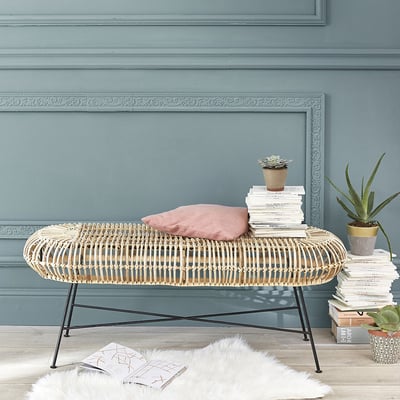 Banc en rotin et métal 120 cm  BOHEMA BERAH GETAH