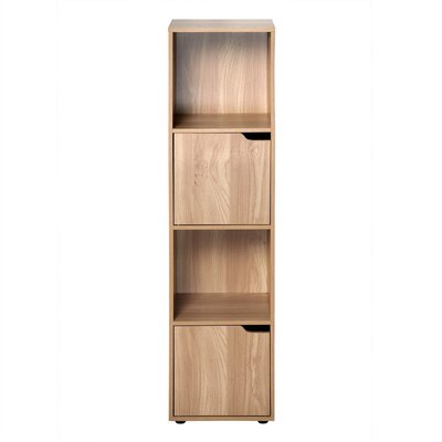 Meuble 4 cases décor bois 2 portes - Modu CALICOSY