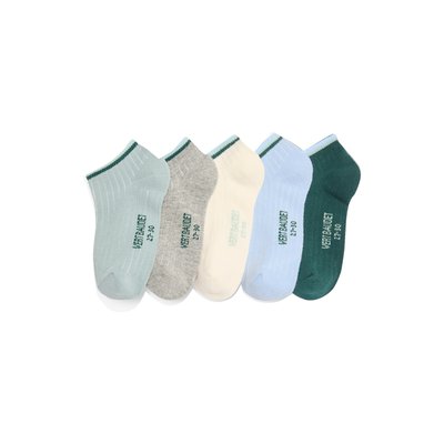Lot de 5 paires de socquettes Basics en maille côtelée VERTBAUDET