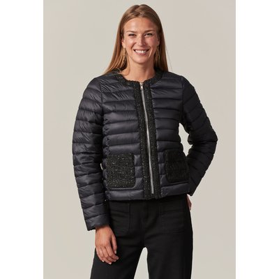 Blouson court à col rond bi-matière pour femme COCO DEELUXE