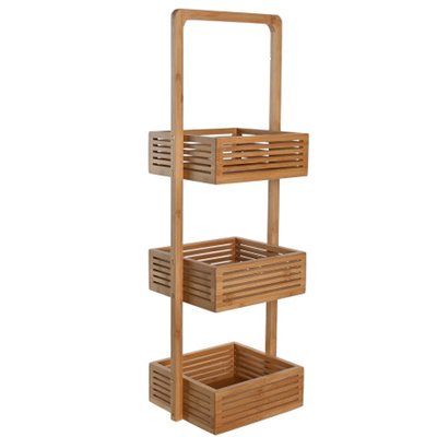 Organisateur salle de bain bambou et effet bois 3 étages 23x19x70cm WADIGA