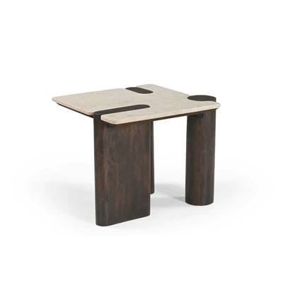 Table d'appoint marbre et bois style puzzle DUOMO PIER IMPORT