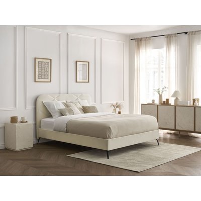 Lit bois et panneaux de particules revêtement tissu, PRUNE BOBOCHIC