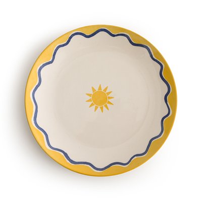 Lot 4 assiettes plates faïence motif, Olympe LA REDOUTE INTERIEURS