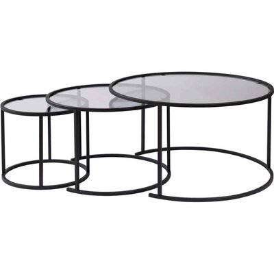 Ensemble de 3 tables gigognes rondes en métal et verre Aurum HANAH HOME