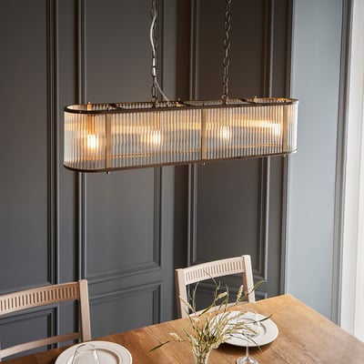 Risto 4-Light Ribbed Glass Pendant Light SO'HOME