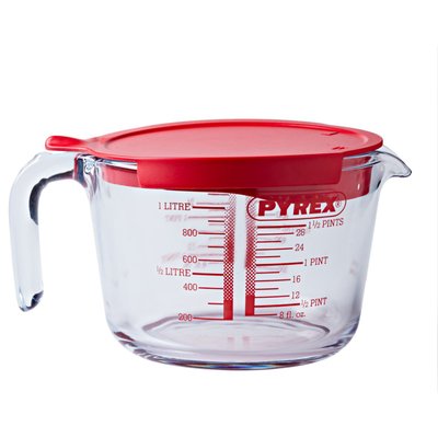 Verre doseur mesureur 1L + couvercle Classique PYREX