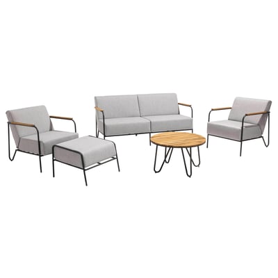 Salon de jardin 4 places en teck avec table basse, LUSAKA OVIALA