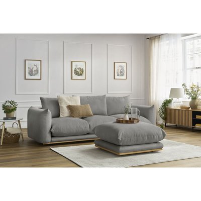 Canapé droit fixe 4 places en tissu avec pouf, ERNEST BOBOCHIC