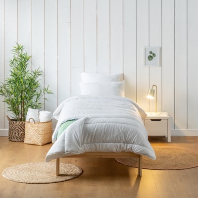 Couette enfant tempérée COTON BIO lit évolutif extensible BLEU CALIN