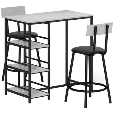 Ensemble de table de bar MDF Gris clair HOMCOM