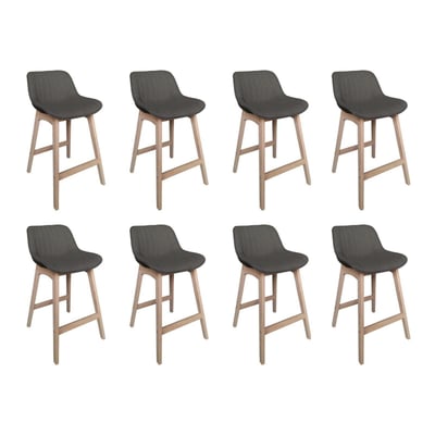 Lot de chaises d'îlot et bar en chêne et assise tissu 65cm MELLOW | Lot de 8 MOB IN