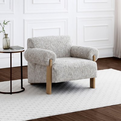 Atlas Chunky Chenille Weave Chair with Oak Legs SO'HOME