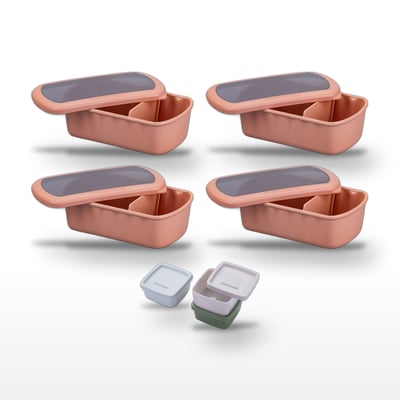 Lot de 4 lunch box 1L avec 3 boites à sauce STORAGE FACKELMANN
