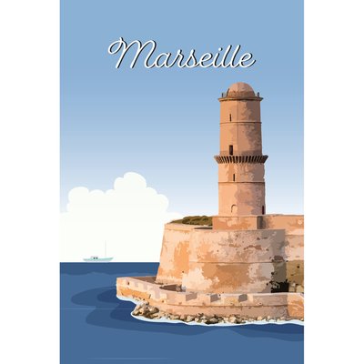 Tableau Sur Toile Illustration Phare Sainte-marie À Marseille MER CEANOTHE