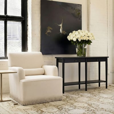 Juliette Fringe Trim Velvet Upholstered Armchair ÉDITÉ
