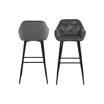 Tabouret haut avec accoudoirs en velours et métal (lot de 2) - TERI HELLIN, DEPUIS 1862
