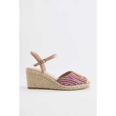 Espadrilles compensées à bout carré et perles NEXT