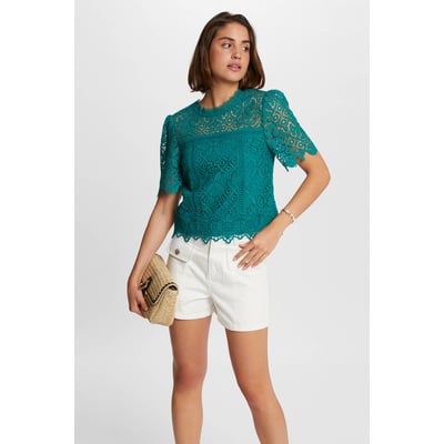 Blouse Courte Imprimée Morgan Taille 34 - Manches Courtes, Multicouleur, Neuf Sans étiquettes