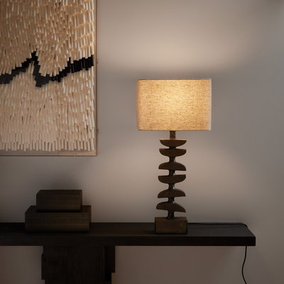 Odyha Sculptural Iron Lamp with Linen Shade AM.PM