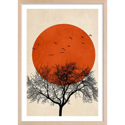 Affiche ""soleil rouge graphique"" HEXOA