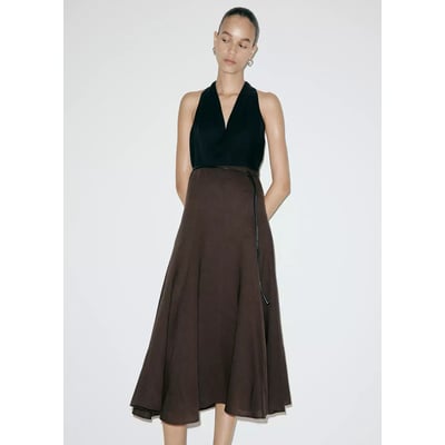 Robe midi évasée bicolore MANGO