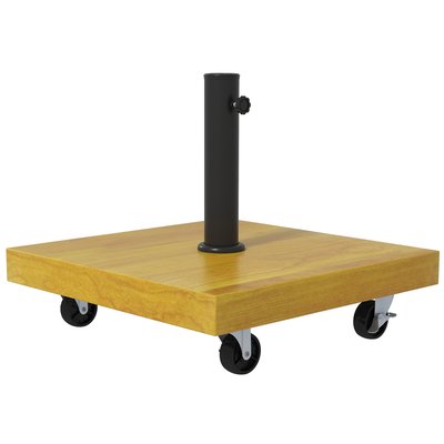 Pied de parasol carré - base de lestage poids net 25 Kg métal 4 roulettes OUTSUNNY