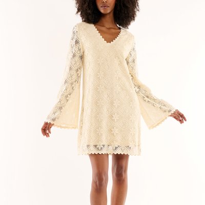 Robe crochet dentelle courte col V DEBORAH WILD