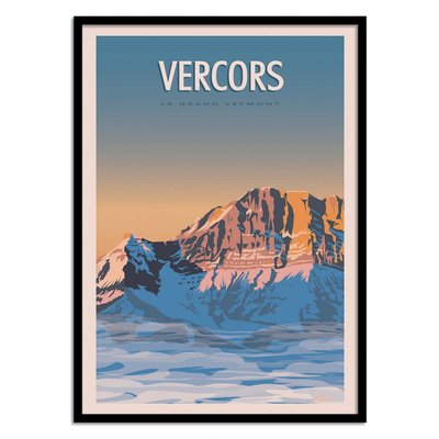 Affiche d’art et cadre noir 30 x 40 cm - Vercors - Turo WALL EDITIONS