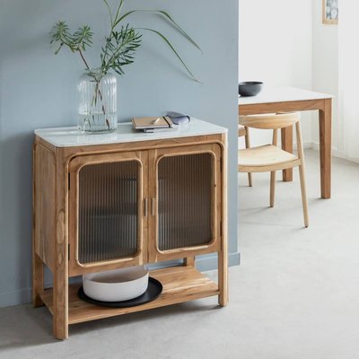 Buffet vitré en bois d'acacia et marbre  EMYR MADE IN MEUBLES 
