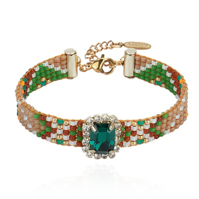 Bracelet réglable perles tissées cabochon central STRIPPY HIPANEMA