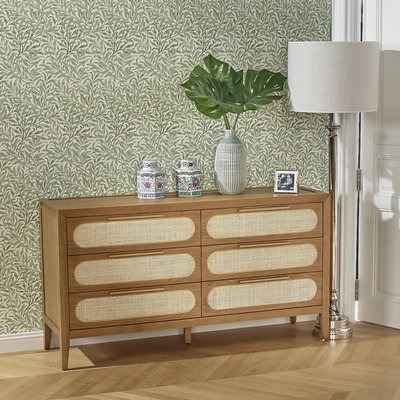 Commode 6 tiroirs en chêne et cannage MONTANA ROBIN DES BOIS