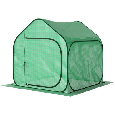 Mini serre de jardin pop up - porte zippée - dim. 150 x 148 x 148 cm - PE vert OUTSUNNY