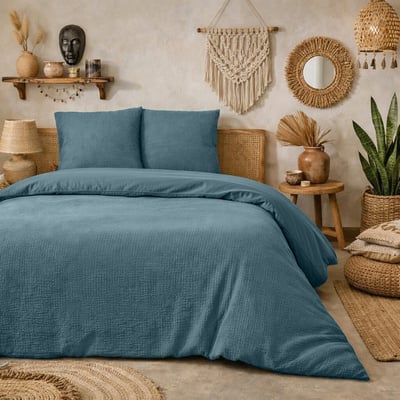 Parure housse de couette en gaze de coton lavé unie, Violette C DESIGN HOME TEXTILE