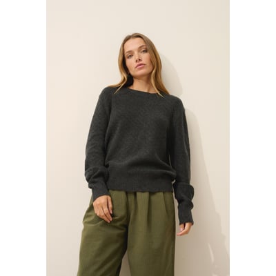 Pull Col Rond 6 Fils Carbone Chiné Cetan JUST CASHMERE