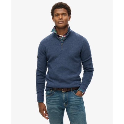 Pull semi-zippé en laine mérinos SUPERDRY