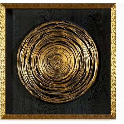 Tableau mural bois argile  doré cercle doré élégant RECOLLECTION