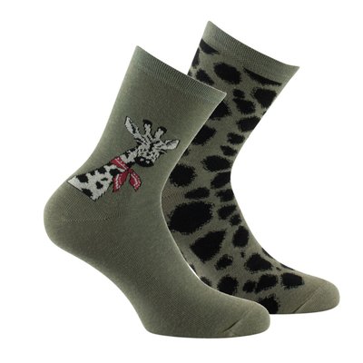 Lot de 2 paires de mi-chaussettes en coton motif Girafe KINDY