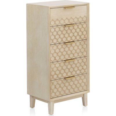 Chiffonnier bois marfil tiroirs motif géométrique  vieilli RECOLLECTION