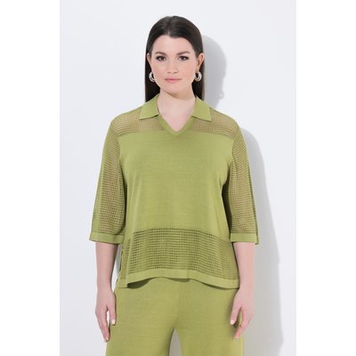 T-shirt en maille ajourée, col V ULLA POPKEN
