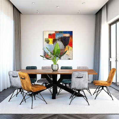 Table à manger en chêne pied central mikado OKA PIER IMPORT