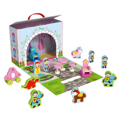 Mallette de jeu en bois Chateau de Princesse - 16 pièces TOOKY TOY