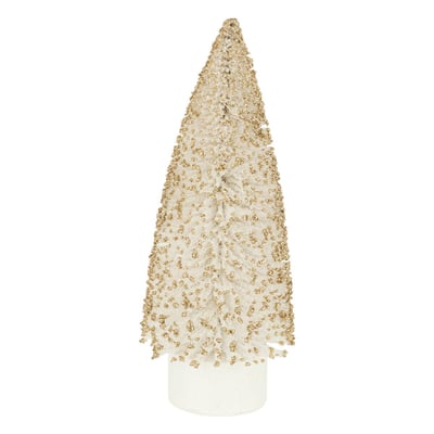 Décoration sapin blanc et or H20cm 8 LED blanc chaud à piles FEERIC LIGHTS & CHRISTMAS