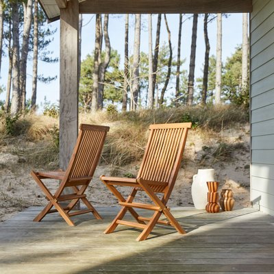 Ensemble de 2 Chaises de jardin en acacia massif CAPRI TIKAMOON