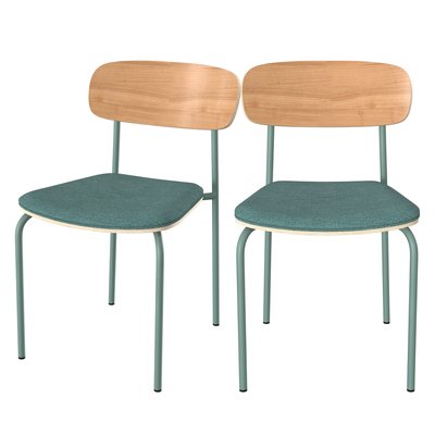 Lot de 2 chaises en bois et tissu - ALBA RENDEZ-VOUS DÉCO