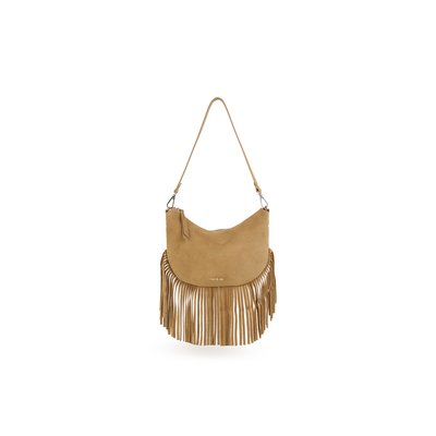 Bolso bandolera de piel, LUNE FRANGE NAT & NIN